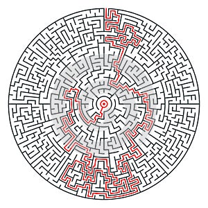 Abstract vector round maze of high complexity