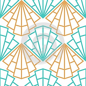 Abstract vector seamless Art Deco pattern with stylized shell