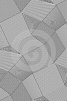 Abstract vector seamless moire pattern with lines. Monochrome graphic black and white ornament.