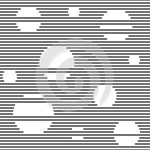 Abstract vector seamless moire pattern with waving circle lines. Monochrome op art graphic. Black and white ornament.