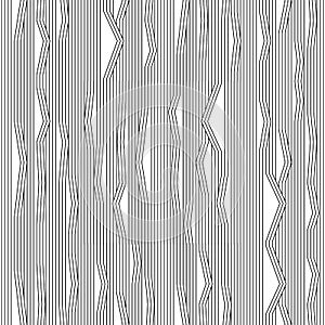 Abstract vector seamless moire pattern with waving curling lines. Monochrome graphic black and white ornament. Striped repeating