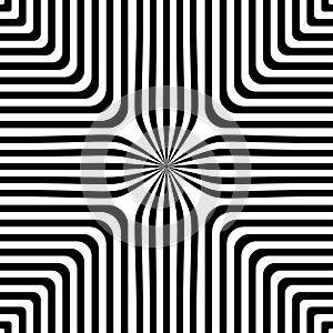 Abstract vector seamless op art pattern. Black and white pop art, graphic ornament. Optical illusion