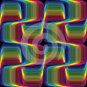 Abstract vector seamless op art pattern. Colorful disco ornament. Optical illusion photo