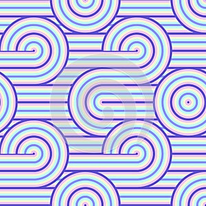 Abstract vector seamless op art pattern. Colorful pop art, graphic ornament. Optical illusion 70s.