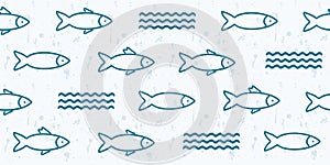 Abstract vector seamless pattern background with fish