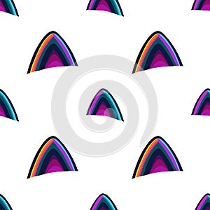 Abstract vector seamless pattern of colorful cat ears shapes