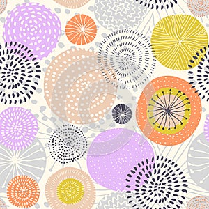 Abstract vector seamless pattern with colorful fireworks.