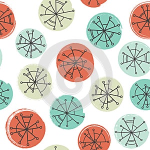 Abstract vector seamless pattern with hand drawn circles and stylized spider webs