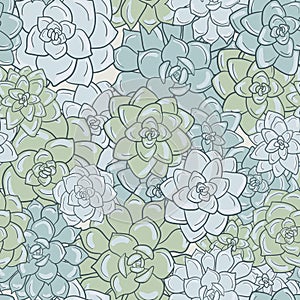 Abstract vector seamless pattern with succulentes