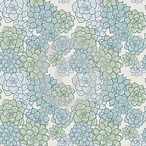 Abstract vector seamless pattern with succulentes