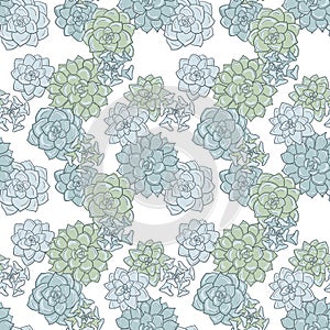 Abstract vector seamless pattern with succulentes