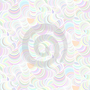 Abstract vector seamless soft pastel light moire pattern with waving circle lines.