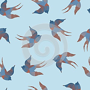 Abstract vector seamless with swallows