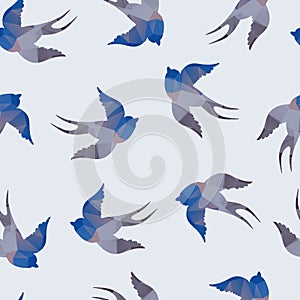 Abstract vector seamless with swallows