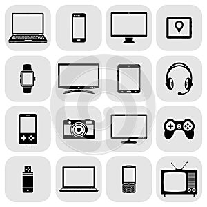 Abstract vector set of digital devices and electronic gadgets icons