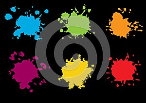 Abstract vector splatter color set on black color background design. illustration vector design