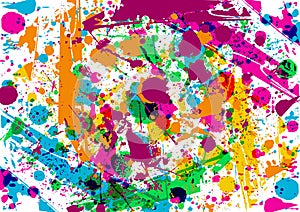 Abstract vector splatter multi color background design. illustration vector design