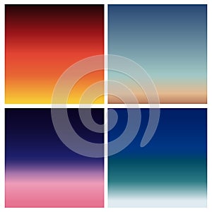 Abstract vector sunset blurred background set. Square blurred background - sky clouds colors With love quotes.