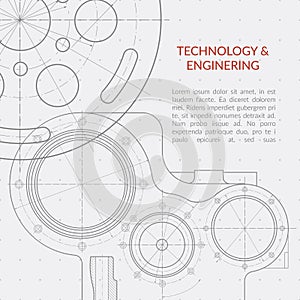 Abstract vector technology and engineering background with technical, mechanical drawing