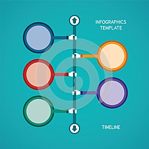 Abstract vector timeline infographic template in flat style for layout workflow scheme, numbered options, chart or diagram