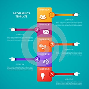 Abstract vector timeline infographic template in flat style for layout workflow scheme, numbered options, chart or diagram
