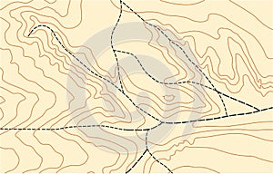 Abstract vector topographic map in brown colors