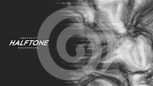 Abstract vector torn monochrome halftone background. Scrathed dotted texture element