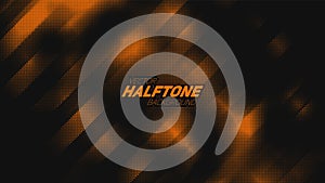 Abstract vector torn orange halftone background. Scrathed dotted texture element.