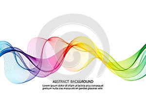 Abstract vector transparent rainbow wave on white background