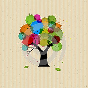 Abstract Vector Tree With Colorful Blob