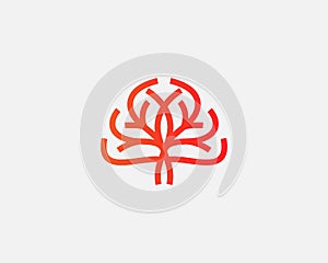 Abstract vector tree logo icon design. Universal solid symbol sign logotype. Creative brain think idea psychology