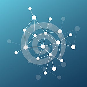 Abstract vector triangle pattern. Poly network. Lines and circles connection illustration for science, molecule fromula. net