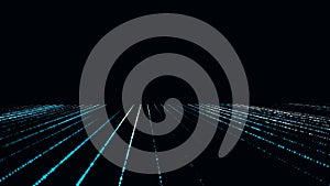 Abstract vector vanishing texture. The concept of data movement by binary code. Halftone with noise effect and dots. Matrix