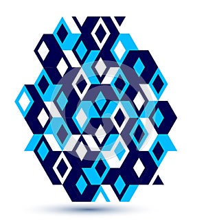 Abstract vector wallpaper with 3D isometric cubes blocks, geometric construction with blocks shapes and forms, op art low poly