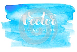 Abstract vector watercolor background. Blue spot on white