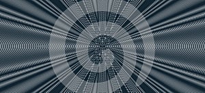 Abstract vector wave background made with linear Moire, op art effect surreal texture, sound and music waves theme, black and