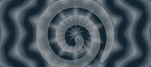 Abstract vector wave background made with linear Moire, op art effect surreal texture, sound and music waves theme, black and photo