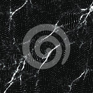 Abstract vector wave mesh background. Point cloud array. Chaotic light waves. Technological cyberspace background. C