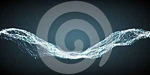 Abstract vector wave mesh background. Point cloud array. Chaotic light waves. Technological cyberspace background. Cyber