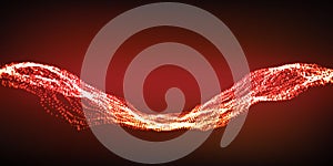 Abstract vector wave mesh background. Point cloud array. Chaotic light waves. Technological cyberspace background. Cyber