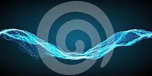 Abstract vector wave mesh background. Point cloud array. Chaotic light waves. Technological cyberspace background. Cyber