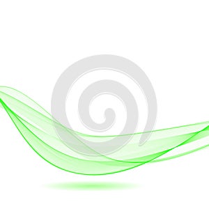 Abstract vector wave with shadow. Green curved lines. eps 10