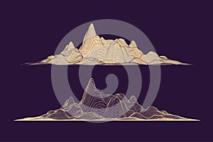 Abstract wireframe mountains, front view