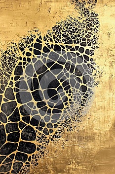 Abstract vertical background with gold and black spiderweb texture