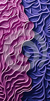 Abstract vertical background of intricate purple folds. Ai generated