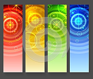 Abstract vertical banners with circles and stars