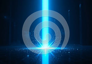 Vertical Blue Light Beam with Futuristic Glow