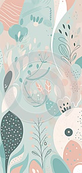 Abstract vertical wall art with organic geometric pattern. Generative Ai