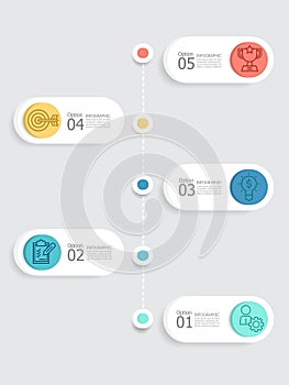 abstract verticle steps timeline infographic element report background with business line icon 5 steps photo