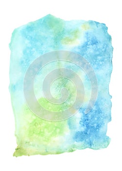 Abstract vibrant background with blue and green watercolor stains